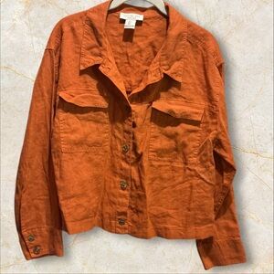 Rachel Zoe Women’s 100% Linen Button Down Crop Top/ Jacket